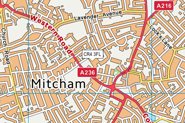 CR4 3FL map - OS VectorMap District (Ordnance Survey)