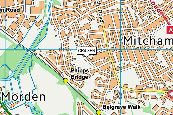 CR4 3FN map - OS VectorMap District (Ordnance Survey)