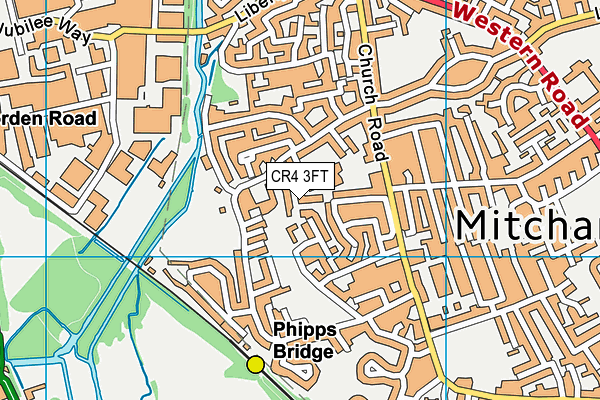 CR4 3FT map - OS VectorMap District (Ordnance Survey)