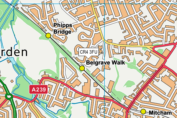 CR4 3FU map - OS VectorMap District (Ordnance Survey)