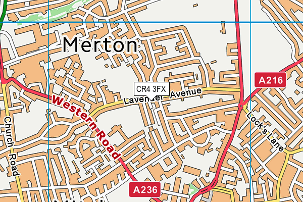 CR4 3FX map - OS VectorMap District (Ordnance Survey)