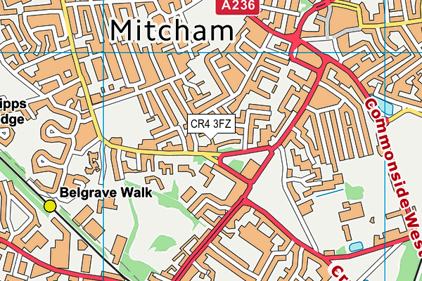 CR4 3FZ map - OS VectorMap District (Ordnance Survey)