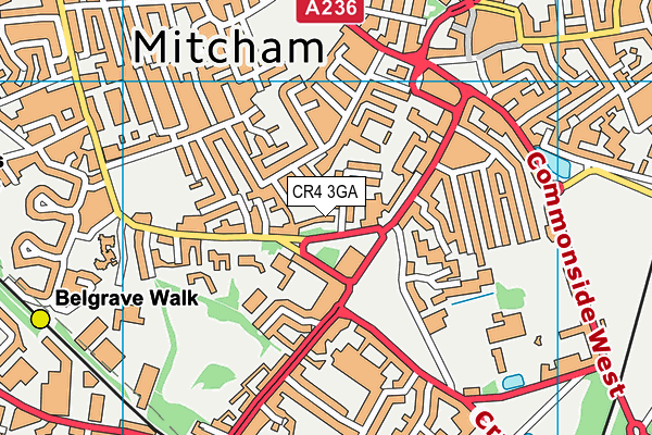 CR4 3GA map - OS VectorMap District (Ordnance Survey)