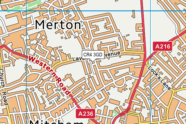 CR4 3GD map - OS VectorMap District (Ordnance Survey)