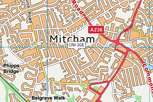 CR4 3GE map - OS VectorMap District (Ordnance Survey)