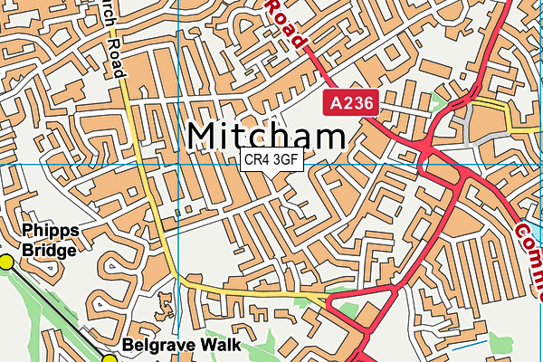 CR4 3GF map - OS VectorMap District (Ordnance Survey)