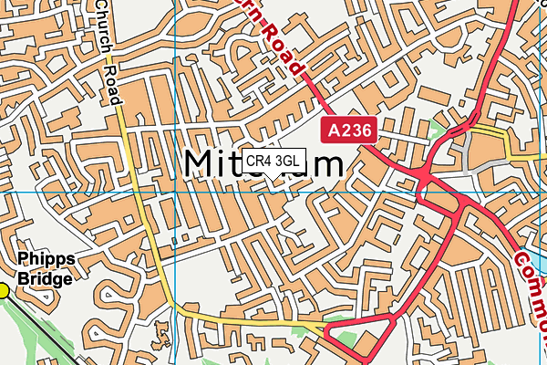 CR4 3GL map - OS VectorMap District (Ordnance Survey)