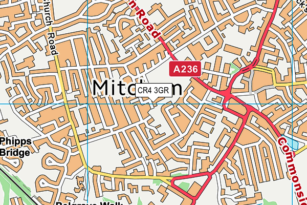 CR4 3GR map - OS VectorMap District (Ordnance Survey)