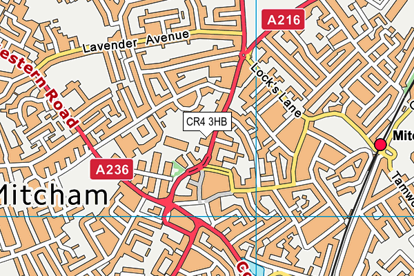 CR4 3HB map - OS VectorMap District (Ordnance Survey)