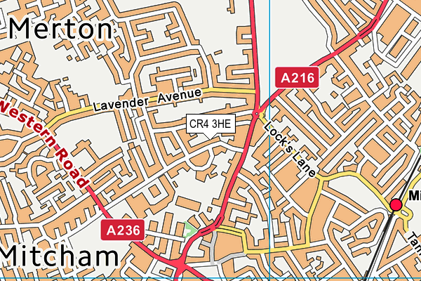CR4 3HE map - OS VectorMap District (Ordnance Survey)