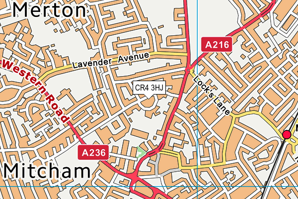 CR4 3HJ map - OS VectorMap District (Ordnance Survey)