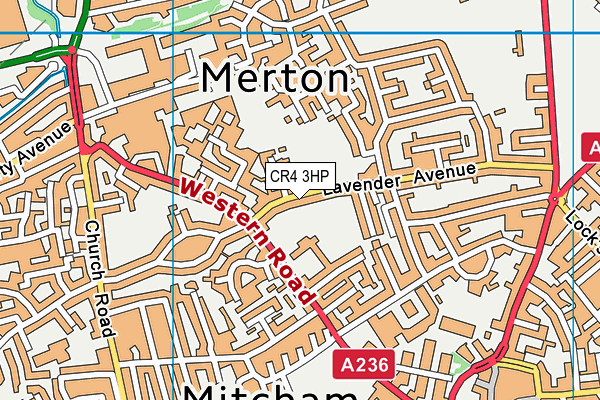 CR4 3HP map - OS VectorMap District (Ordnance Survey)