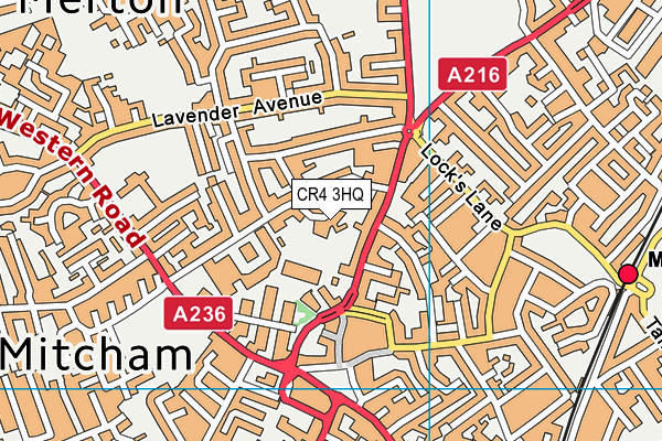 CR4 3HQ map - OS VectorMap District (Ordnance Survey)