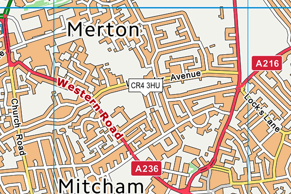 CR4 3HU map - OS VectorMap District (Ordnance Survey)