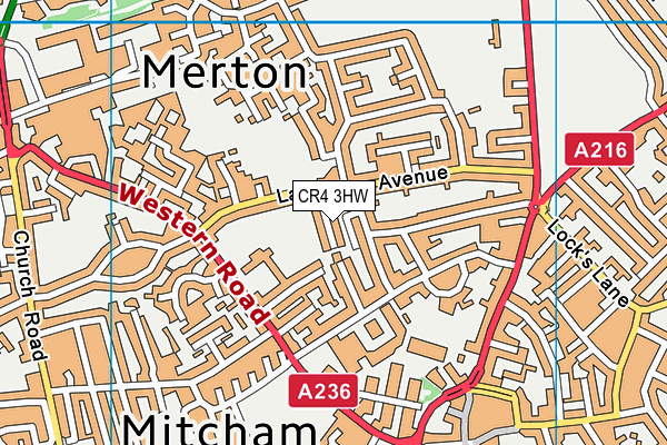 CR4 3HW map - OS VectorMap District (Ordnance Survey)