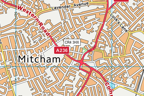 CR4 3HX map - OS VectorMap District (Ordnance Survey)