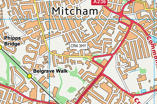 CR4 3HY map - OS VectorMap District (Ordnance Survey)