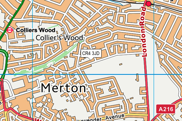 CR4 3JD map - OS VectorMap District (Ordnance Survey)