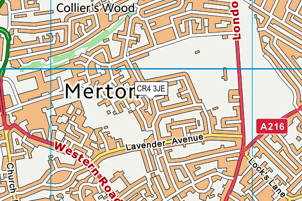 CR4 3JE map - OS VectorMap District (Ordnance Survey)