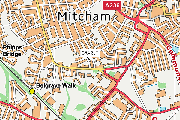 CR4 3JT map - OS VectorMap District (Ordnance Survey)