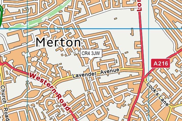 CR4 3JW map - OS VectorMap District (Ordnance Survey)