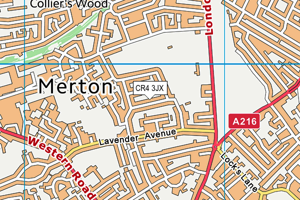 CR4 3JX map - OS VectorMap District (Ordnance Survey)