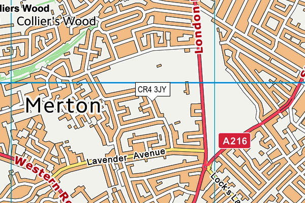 CR4 3JY map - OS VectorMap District (Ordnance Survey)