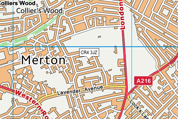 CR4 3JZ map - OS VectorMap District (Ordnance Survey)