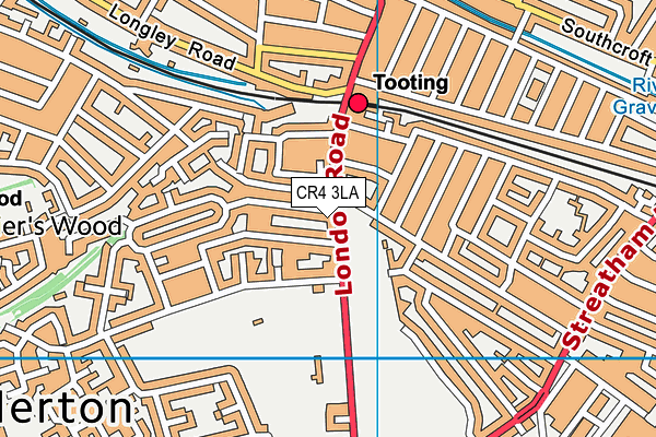 CR4 3LA map - OS VectorMap District (Ordnance Survey)