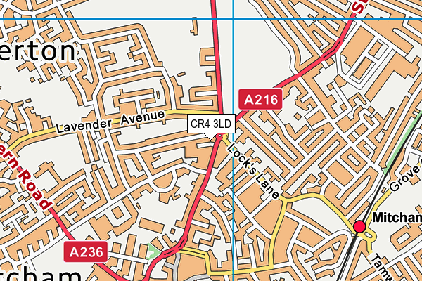 CR4 3LD map - OS VectorMap District (Ordnance Survey)