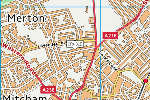 CR4 3LE map - OS VectorMap District (Ordnance Survey)