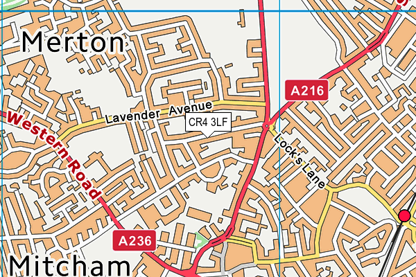 CR4 3LF map - OS VectorMap District (Ordnance Survey)