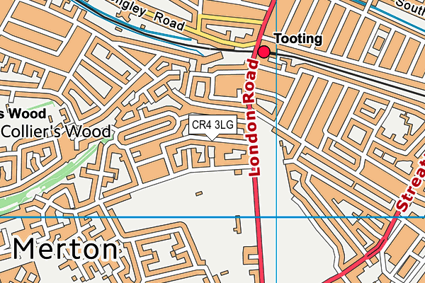 CR4 3LG map - OS VectorMap District (Ordnance Survey)