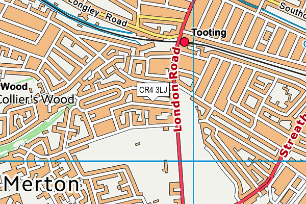 CR4 3LJ map - OS VectorMap District (Ordnance Survey)