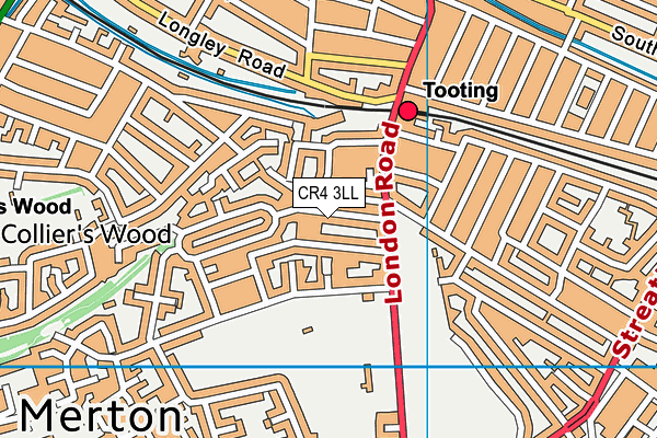 CR4 3LL map - OS VectorMap District (Ordnance Survey)