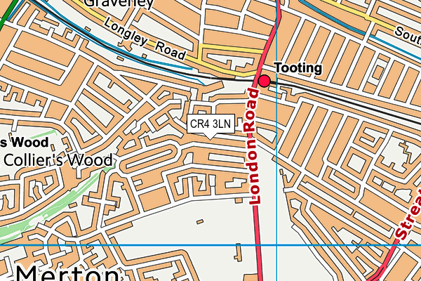 CR4 3LN map - OS VectorMap District (Ordnance Survey)