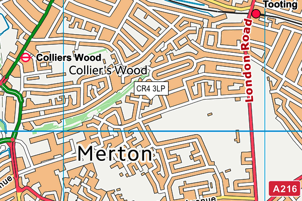 CR4 3LP map - OS VectorMap District (Ordnance Survey)