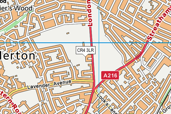 CR4 3LR map - OS VectorMap District (Ordnance Survey)