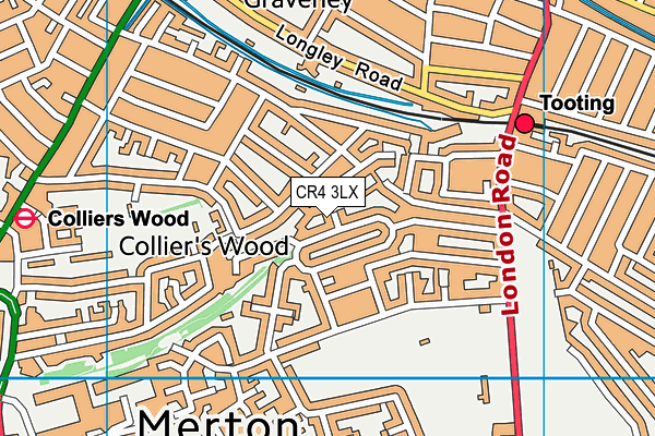CR4 3LX map - OS VectorMap District (Ordnance Survey)