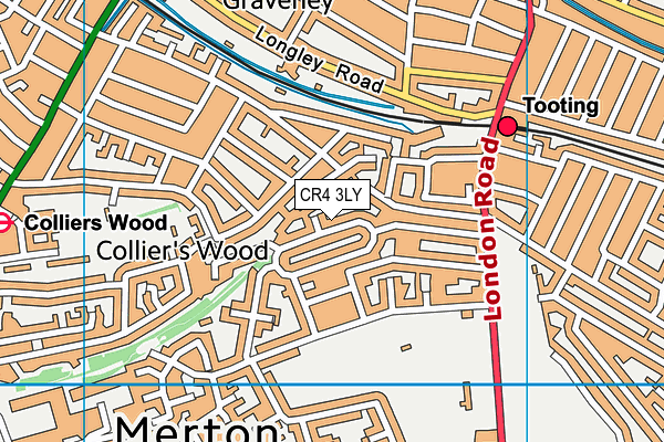 CR4 3LY map - OS VectorMap District (Ordnance Survey)