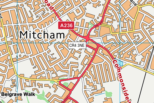 CR4 3NE map - OS VectorMap District (Ordnance Survey)