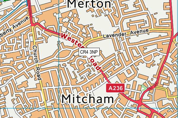 CR4 3NP map - OS VectorMap District (Ordnance Survey)