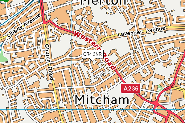 CR4 3NR map - OS VectorMap District (Ordnance Survey)