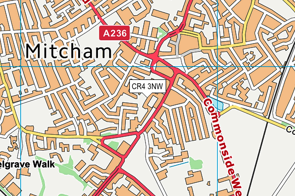 CR4 3NW map - OS VectorMap District (Ordnance Survey)