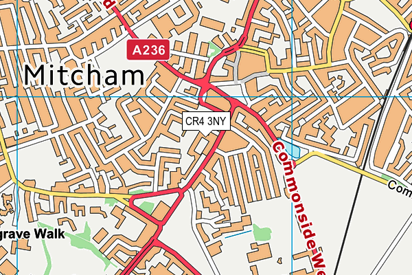 CR4 3NY map - OS VectorMap District (Ordnance Survey)