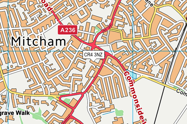 CR4 3NZ map - OS VectorMap District (Ordnance Survey)