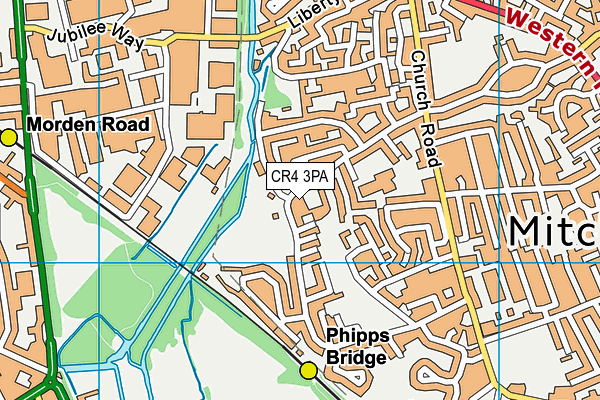 CR4 3PA map - OS VectorMap District (Ordnance Survey)