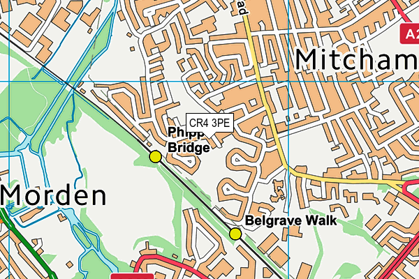 CR4 3PE map - OS VectorMap District (Ordnance Survey)