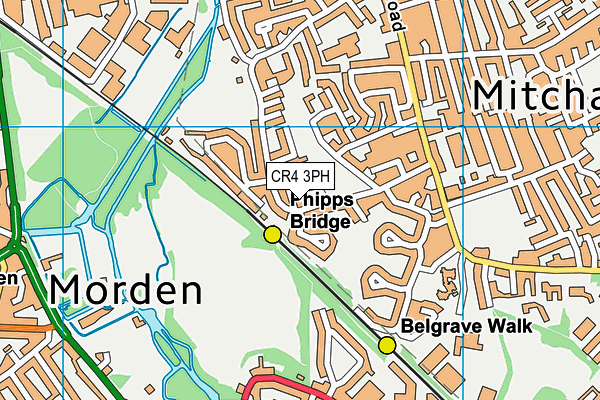 CR4 3PH map - OS VectorMap District (Ordnance Survey)