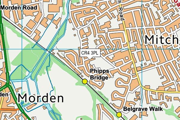 CR4 3PL map - OS VectorMap District (Ordnance Survey)